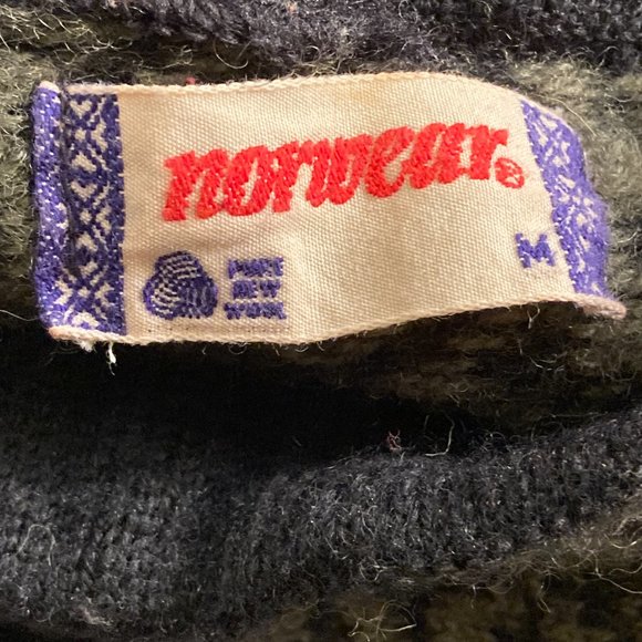 Norwear  vintage 100% Wool  Nordic  sweater tunic M women floral - Picture 3 of 11